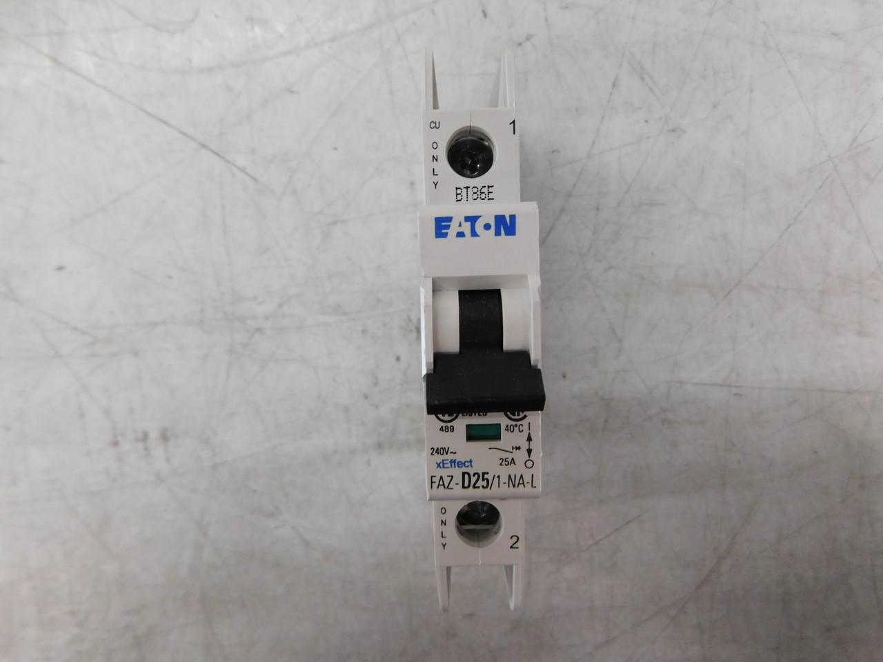 Eaton FAZ-D25/1-NA-L Miniature circuir breaker, 1 pole, 25 A, D trip curve, 240 VAC, screw terminals, UL489