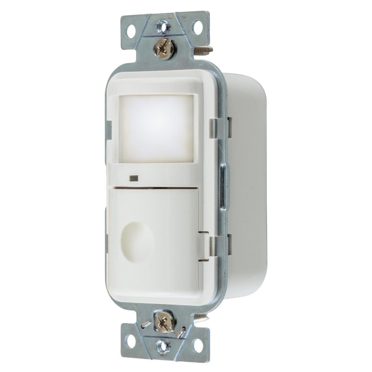 Hubbell WS2000NW Lighting Controls, Occupancy/Vacancy Sensors, Wall Switch, Passive Infrared Technology, 120/277V AC, With Night Light, White  ; With Nightlight ; 