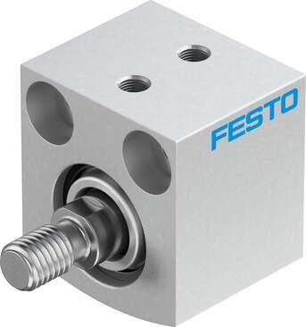 Festo 188155 short-stroke cylinder ADVC-20-5-A-P No facility for sensing, piston-rod end with male thread. Stroke: 5 mm, Piston diameter: 20 mm, Cushioning: P: Flexible cushioning rings/plates at both ends, Assembly position: Any, Mode of operation: double-acting