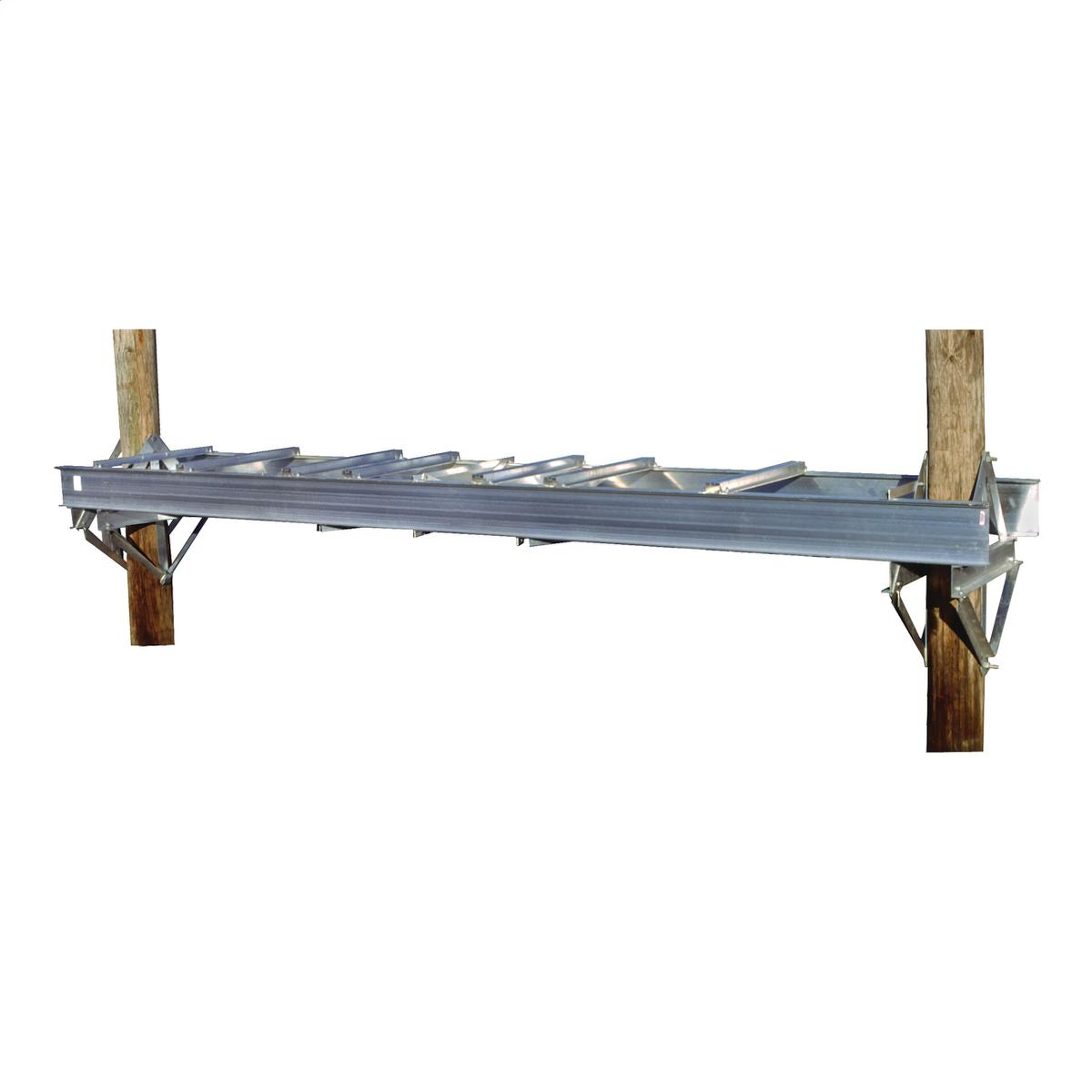 Hubbell CP162 Aluminum regular duty equipment platform with 16' inside pole face to face spacing. The platform width is 42". Platform attaches to poles with eight 3/4" machine bolts (four per side) that are purchased seperately.  ; Aluminum platforms are light-weight b