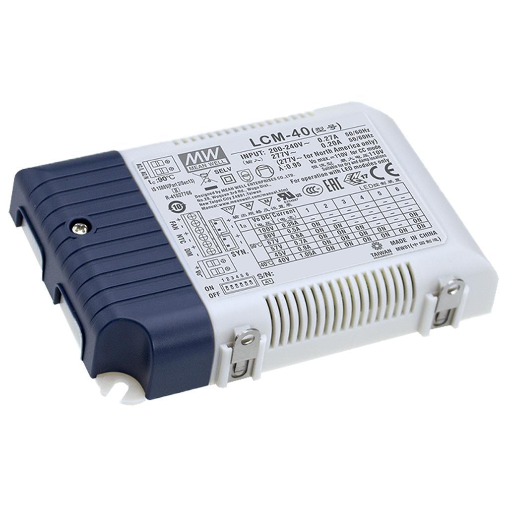 MEAN WELL LCM-40SVA AC-DC Multi-Stage LED driver Constant Current (CC); Modular output 0.35A/0.5A/0.6A/0.7A/0.9A/1.05A; Silvair Bluetooth control protocol and push dimming