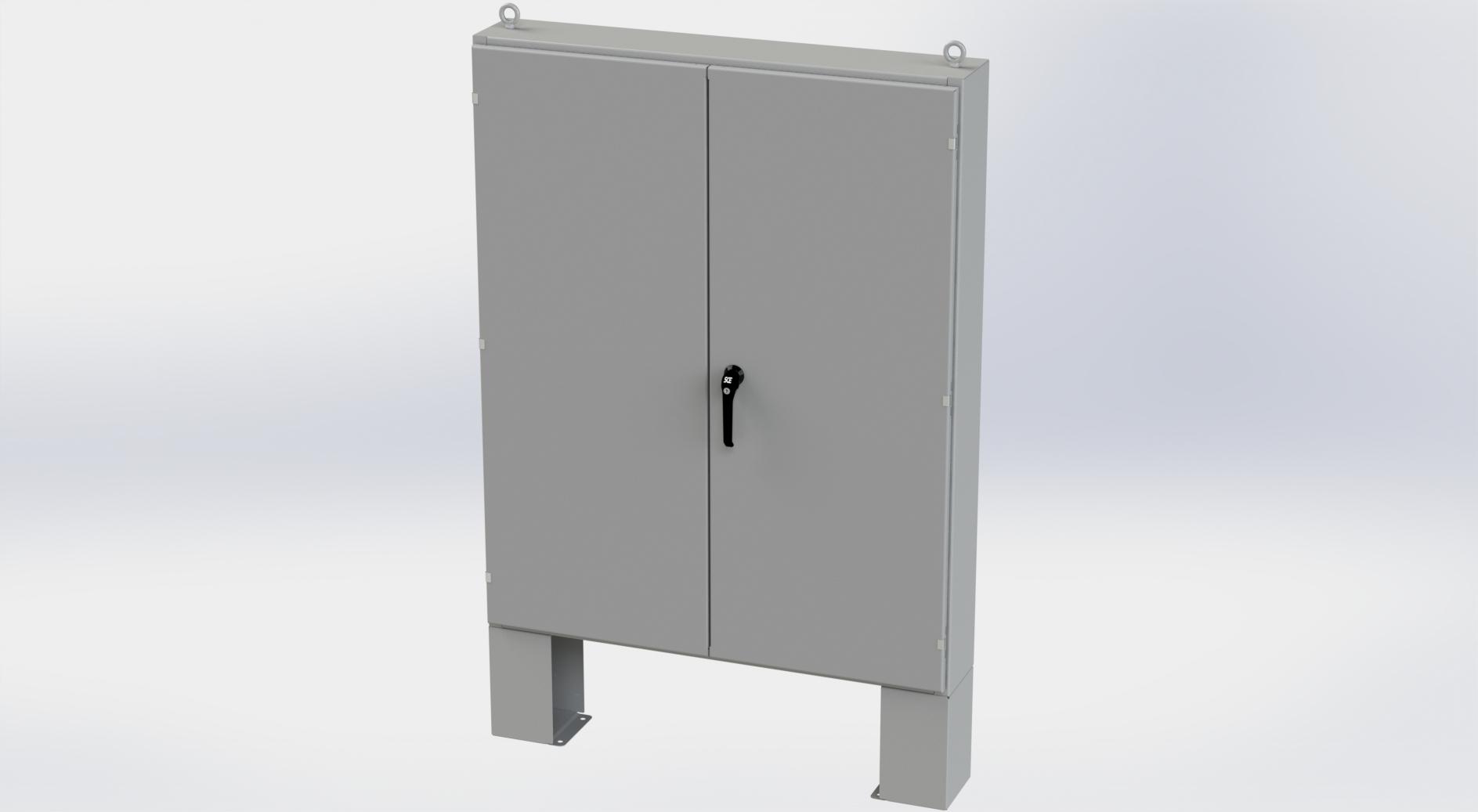 Saginaw Control SCE-604808LP 2DR LP Enclosure, Height:60.00", Width:48.00", Depth:8.00", ANSI-61 gray powder coating inside and out. Optional sub-panels are powder coated white.