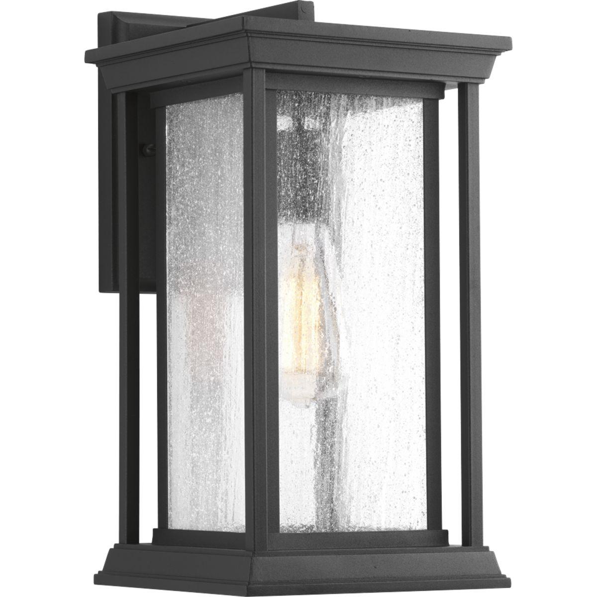 Hubbell P5610-31 One-Light medium wall lantern with a Craftsman-inspired silhouette, Endicott offers visual interest to your home's exterior. The elongated frame is finished with clear seeded glass.  ; Features a Craftsman-inspired silhouette ; An outdoor lantern with an 