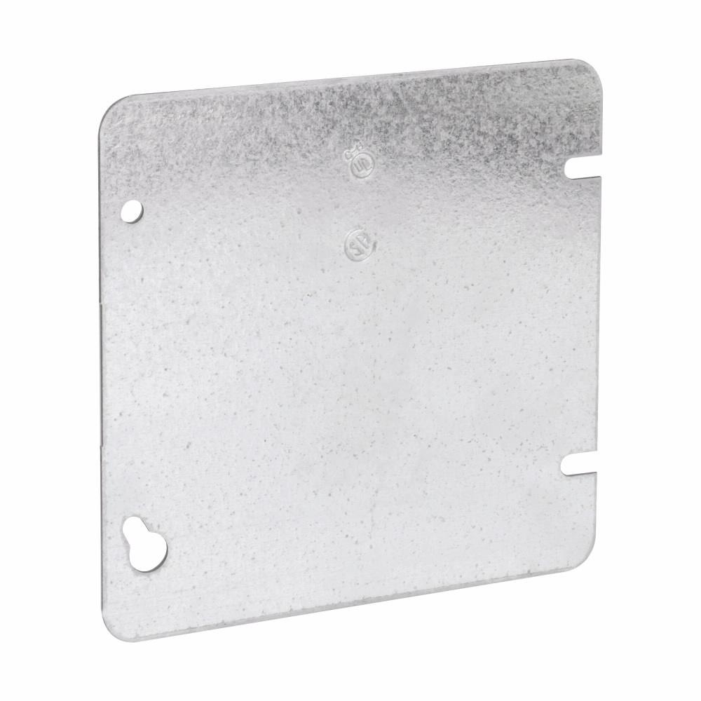 Eaton TP568 Eaton Crouse-Hinds series Square Cover, 4-11/16", Natural, Blank, Steel, Flat blank