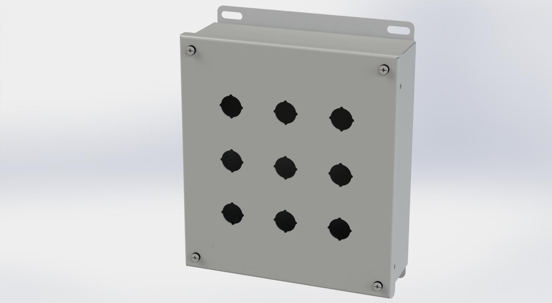 Saginaw Control SCE-9PBI PB Enclosure, Height:9.50", Width:8.50", Depth:3.00", ANSI-61 gray powder coat inside and out. 