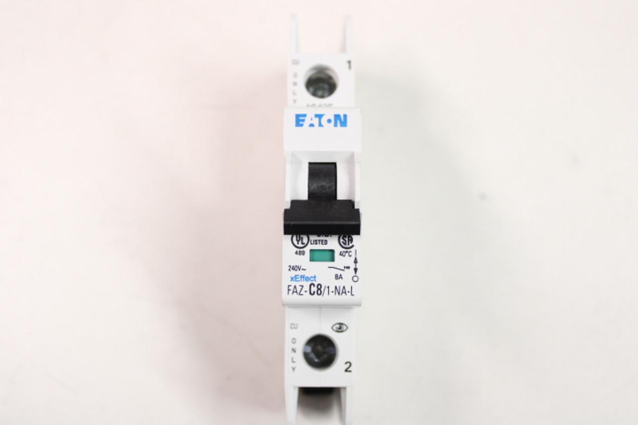 Eaton FAZ-C8/1-NA-L Miniature circuir breaker, 1 pole, 8 A, C trip curve, 240 VAC, screw terminals, UL489