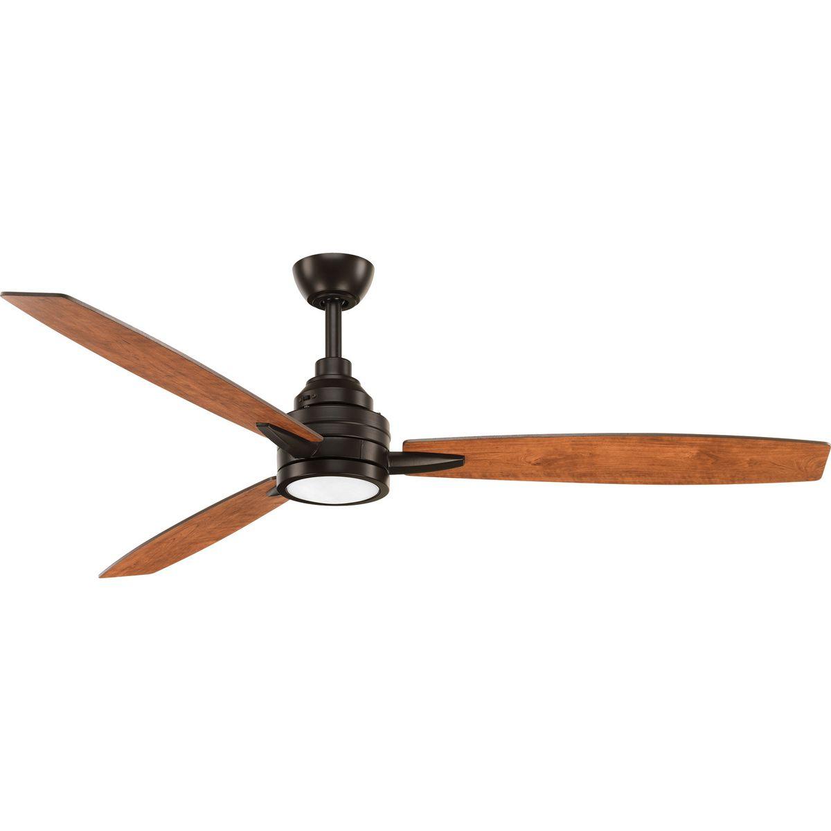 Hubbell P2554-2030K Three-blade 60 inch Gaze ceiling fan features an LED light source, offering both form and function with energy- and cost-savings benefits. An opal white shade contains an 18W dimmable, 3000K LED module. Full range dimming and remote control with batteries