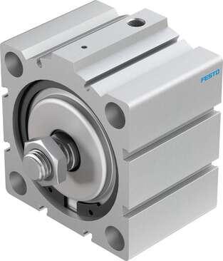 Festo 188307 short-stroke cylinder AEVC-80-25-A-P No facility for sensing, piston-rod end with male thread. Stroke: 25 mm, Piston diameter: 80 mm, Spring return force, retracted: 85 N, Based on the standard: (* ISO 6431, * Hole pattern, * VDMA 24562), Cushioning: P: F