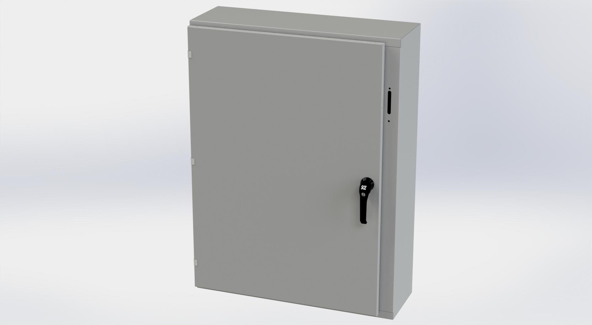 Saginaw Control SCE-42XEL3110LP XEL LP Enclosure, Height:42.00", Width:31.38", Depth:10.00", ANSI-61 gray powder coating inside and out. Optional sub-panels are powder coated white.