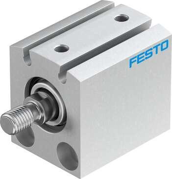Festo 188151 short-stroke cylinder ADVC-20-10-A-P-A For proximity sensing, piston-rod end with male thread. Stroke: 10 mm, Piston diameter: 20 mm, Cushioning: P: Flexible cushioning rings/plates at both ends, Assembly position: Any, Mode of operation: double-acting