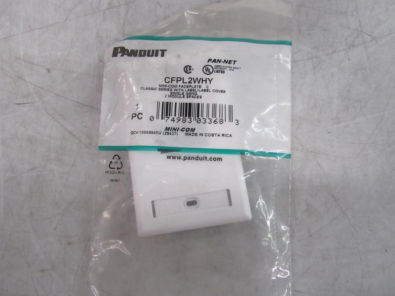 Panduit CFPL2WHY 2.75" x 0.68" x 4.5", 2-Port, 1-Gang, White, ABS, Snap In/Out, Vertical Mount, Flat