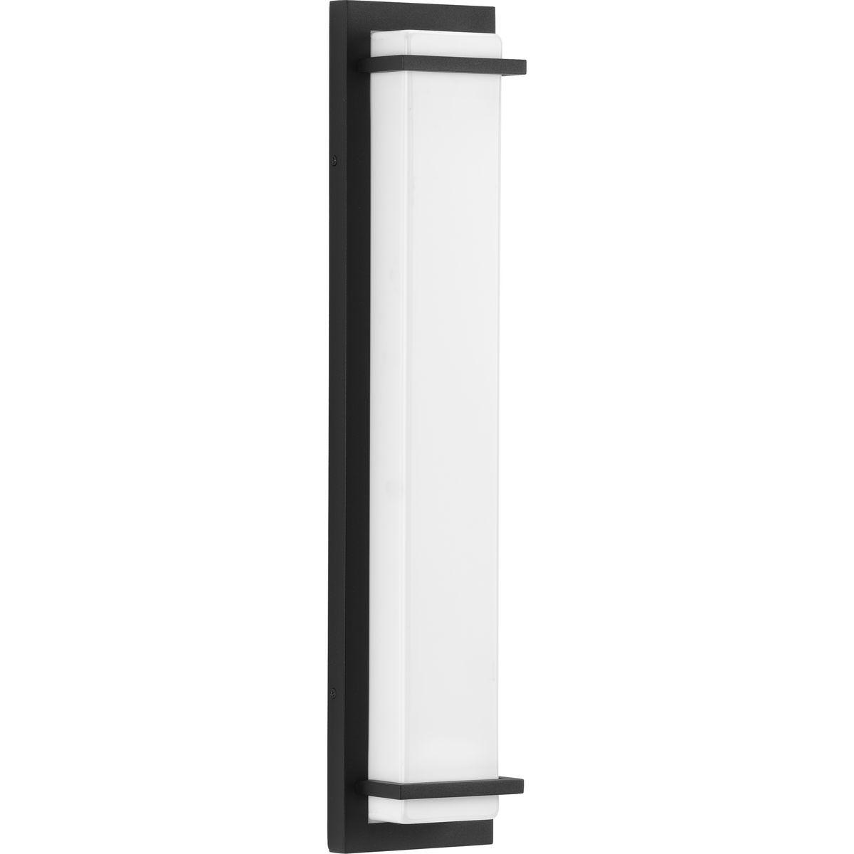 Hubbell P560211-031-30 Transform the mundane everyday with the sophisticated styling of this LED outdoor sconce. A smooth, elongated frame with a black finish dominates the design and exudes a modern attitude perfect for indoor or outdoor spaces. Beautiful acrylic shades stretc