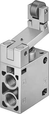 Festo 8982 Roller lever valve L-3-1/4-B With idle return. Function unactuated, no through flow. Valve function: 3/2 closed, monostable, Type of actuation: mechanical, Standard nominal flow rate: 600 l/min, Operating pressure: -0,95 - 10 bar, Design structure: Poppet