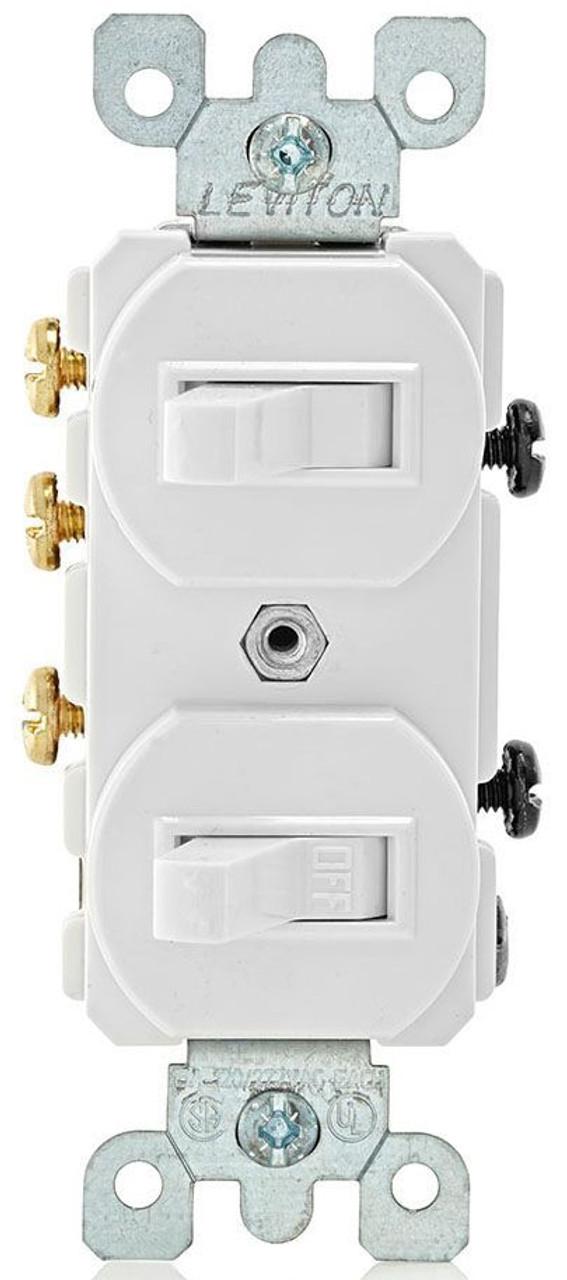 Leviton 5241-WS Combination Duplex Switch White 5241-WS