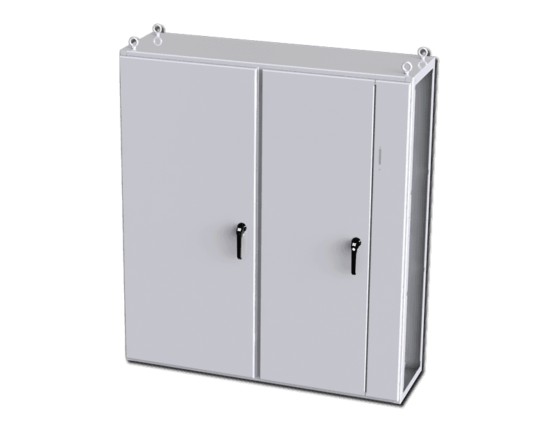 Saginaw Control SCE-TD181605LG 2DR IMS Disc. Enclosure, Height:70.87", Width:62.99", Depth:18.00", Powder coated RAL 7035 gray inside and out.