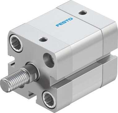 Festo 536252 compact cylinder ADN-25-10-A-P-A Per ISO 21287, with position sensing and external piston rod thread Stroke: 10 mm, Piston diameter: 25 mm, Piston rod thread: M8, Cushioning: P: Flexible cushioning rings/plates at both ends, Assembly position: Any