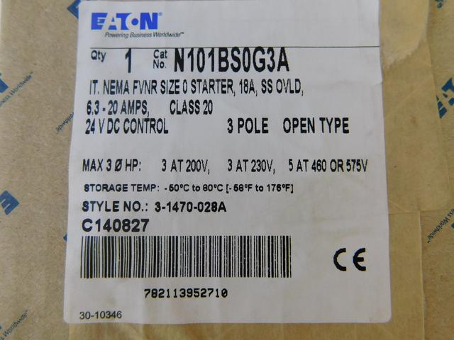 N101BS0G3A Part Image. Manufactured by Eaton.