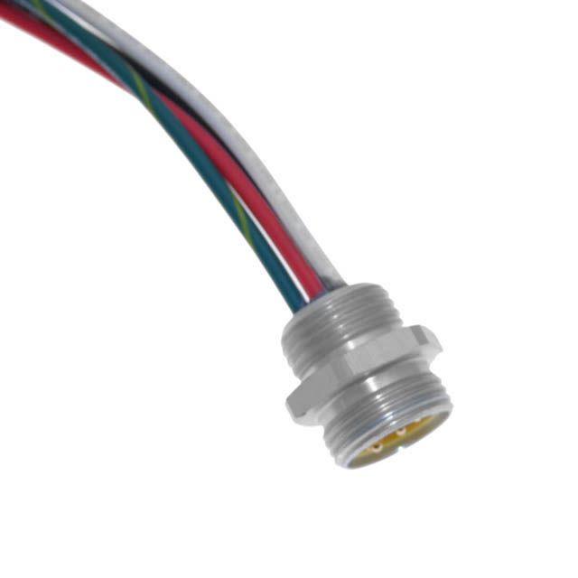 Mencom MIN-4MR-1 MIN Size I, Receptacle, 4 Pole, Male Straight, 1 Ft, 16awg, 10A, .5-NPT, Front Mount, Aluminum Clear Anodized