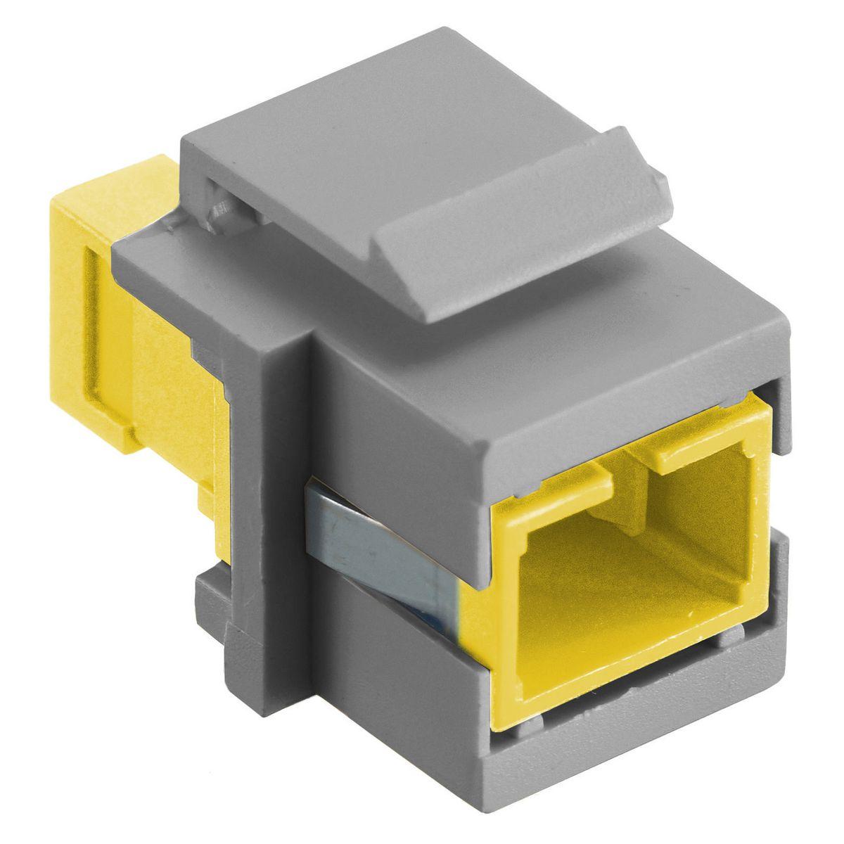 Hubbell SFFSCSYG Fiber Optic Connectors, Snap-Fit,Flush, SC Simplex, Zircon Sleeves, Yellow, Gray Housing  ; Snap Fit ; Gray Housing ; Flush ; SC Simplex ; Yellow Adapter ; Standard Product