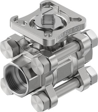 Festo 8089040 ball valve VZBE-1/2-WA-63-T-2-F0304-V15V15 Design structure: 2-way ball valve, Type of actuation: mechanical, Sealing principle: soft, Assembly position: Any, Mounting type: Line installation