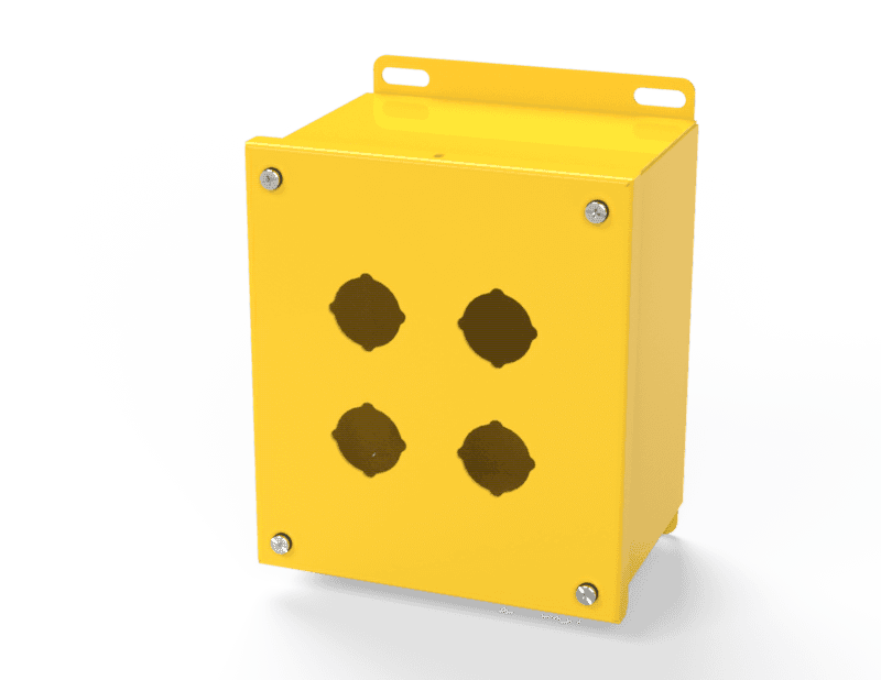 Saginaw Control SCE-4SPBX-RAL1018 PBX Enclosure, Height:7.25", Width:6.25", Depth:4.75", RAL 1018 Yellow powder coat inside and out.
