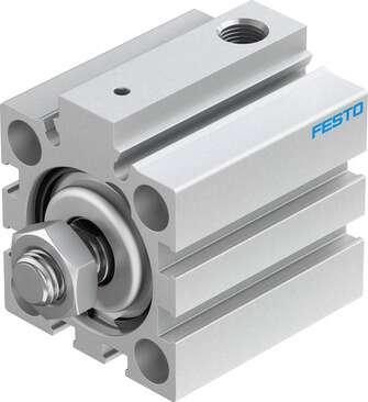 Festo 188203 short-stroke cylinder AEVC-32-25-A-P No facility for sensing, piston-rod end with male thread. Stroke: 25 mm, Piston diameter: 32 mm, Spring return force, retracted: 22 N, Based on the standard: (* ISO 6431, * Hole pattern, * VDMA 24562), Cushioning: P: F