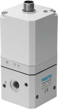 Festo 539639 proportional pressure regulator VPPE-3-1/8-6-010 Pressure regulation with electrical setpoint specification, suitable for block mounting Nominal diameter, pressurisation: 5 mm, Nominal diameter, exhaust: 2,5 mm, Type of actuation: electrical, Sealing prin