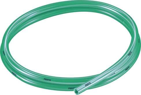 Festo 8048697 plastic tubing PUN-H-8X1,25-TGN Approved for use in food processing (hydrolysis resistant) Outside diameter: 8 mm, Bending radius relevant for flow rate: 37 mm, Inside diameter: 5,7 mm, Min. bending radius: 21 mm, Tubing characteristics: Suitable for ener