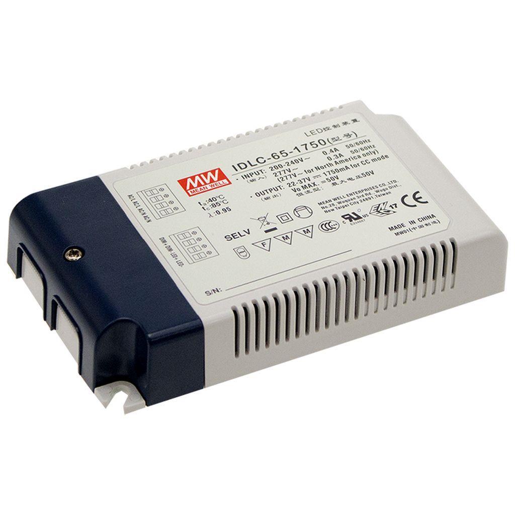 MEAN WELL IDLC-65-700DA AC-DC Constant Current LED Driver (CC) with PFC; Output 93Vdc at 0.7A; Dimming with DALI