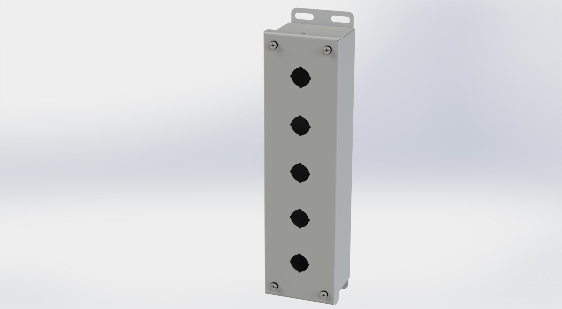 Saginaw Control SCE-5PBI PB Enclosure, Height:12.50", Width:3.25", Depth:2.75", ANSI-61 gray powder coat inside and out. 