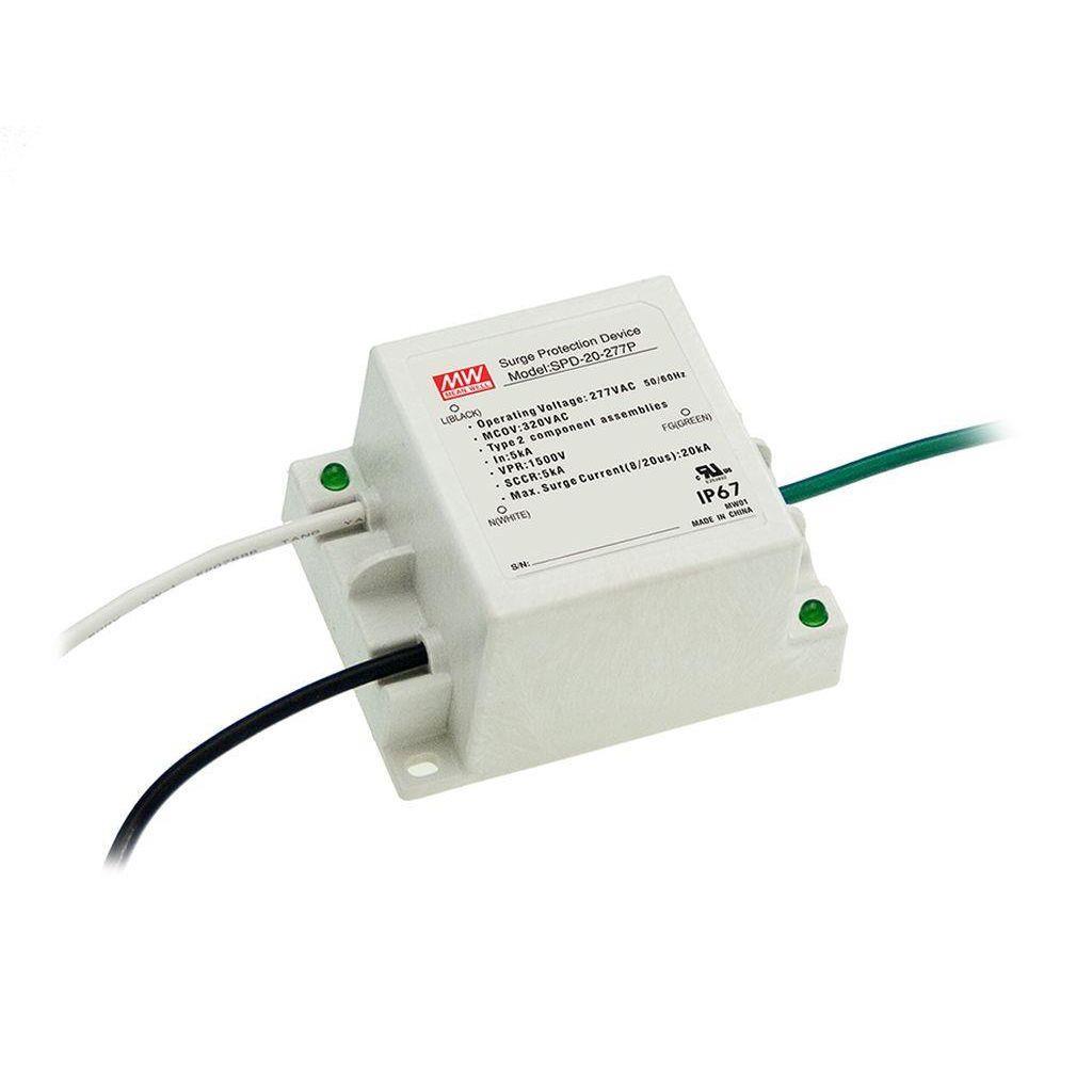 MEAN WELL SPD-20-240P Surge protection device for 240VAC at 50/60hZ; MCOV 300VAC; Voltage Protection Rating 1500V; Max surge 20kA