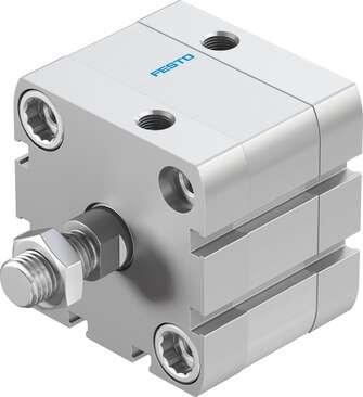 Festo 572691 compact cylinder ADN-50-10-A-PPS-A with self-adjusting pneumatic end position cushioning Stroke: 10 mm, Piston diameter: 50 mm, Piston rod thread: M12x1,25, Cushioning: PPS: Self-adjusting pneumatic end-position cushioning, Assembly position: Any