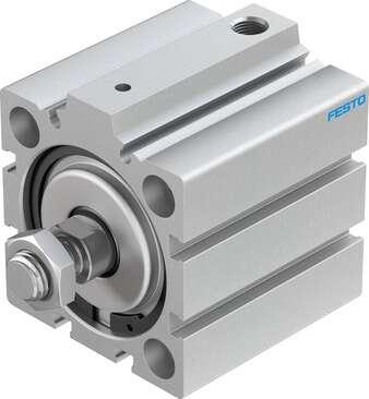 Festo 188257 short-stroke cylinder AEVC-50-25-A-P-A For proximity sensing, piston-rod end with male thread. Stroke: 25 mm, Piston diameter: 50 mm, Spring return force, retracted: 40 N, Based on the standard: (* ISO 6431, * Hole pattern, * VDMA 24562), Cushioning: P: F