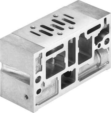 Festo 8029812 manifold sub-base VABV-S1-1SB-G38 Width: 44 mm, Exhaust-air function: Via throttle plate, Based on the standard: ISO 5599-1, Max. number of valve positions: 1, Operating pressure: 0 - 10 bar