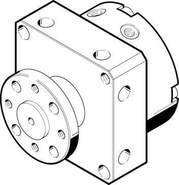 Festo 185928 semi-rotary drive DSM-6-90-P-FW With flanged shaft and fixed stop Size: 6, Cushioning angle: 0,5 deg, Swivel angle: 0 - 90 deg, Cushioning: P: Flexible cushioning rings/plates at both ends, Assembly position: Any