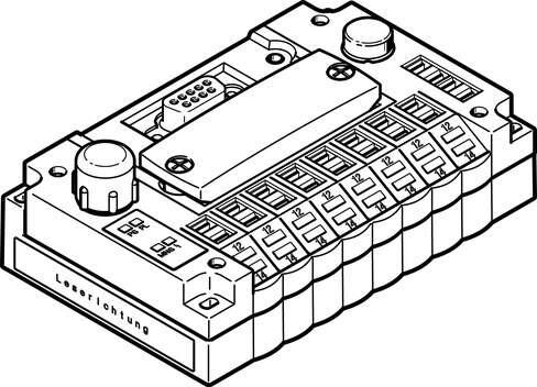 Festo 546188 electrical interface CPV10-GE-DI02-8 CP string extension: (* Yes, * 32 inputs, * 32 outputs), Fieldbus interface: (* Optional, * Socket and plug, M12x1, 5-pin, B-coded, * Sub-D, 9-pin, socket), Device-specific diagnostics: (* via device-relating diagnosis