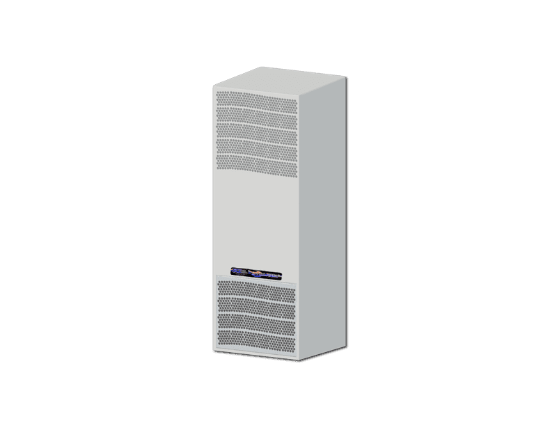 Saginaw Control SCE-AC3400B460V Conditioner, Air - 3400 BTU/Hr. 460 Volt, Height:35.43", Width:12.00", Depth:10.63", Powder coated steel Cover RAL 7035 River Texture over Aluzinc coated steel
