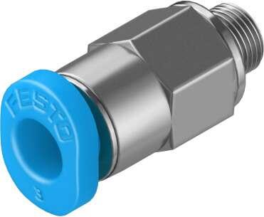 Festo 133027 push-in fitting QSM-M3-2 male thread with external hexagon. Size: Mini, Nominal size: 0,9 mm, Type of seal on screw-in stud: Sealing ring, Assembly position: Any, Container size: 10