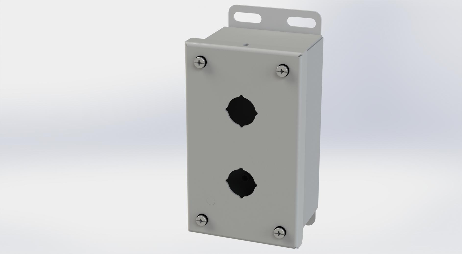 Saginaw Control SCE-2PBI PB Enclosure, Height:5.75", Width:3.25", Depth:2.75", ANSI-61 gray powder coat inside and out. 