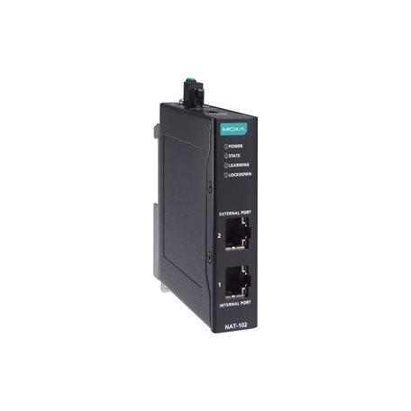 Moxa NAT-102 2-port industrial Network Address Translation (NAT) devices, -10 to 60Â°C operating temperature 