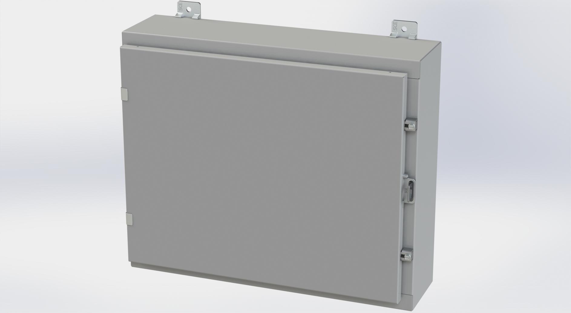 Saginaw Control SCE-20H2406LP Nema 4 LP Enclosure, Height:20.00", Width:24.00", Depth:6.00", ANSI-61 gray powder coating inside and out. Optional panels are powder coated white.