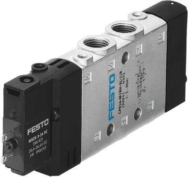 Festo 196941 solenoid valve CPE14-M1BH-5L-1/8 High component density Valve function: 5/2 monostable, Type of actuation: electrical, Width: 14 mm, Standard nominal flow rate: 800 l/min, Operating pressure: 3 - 8 bar
