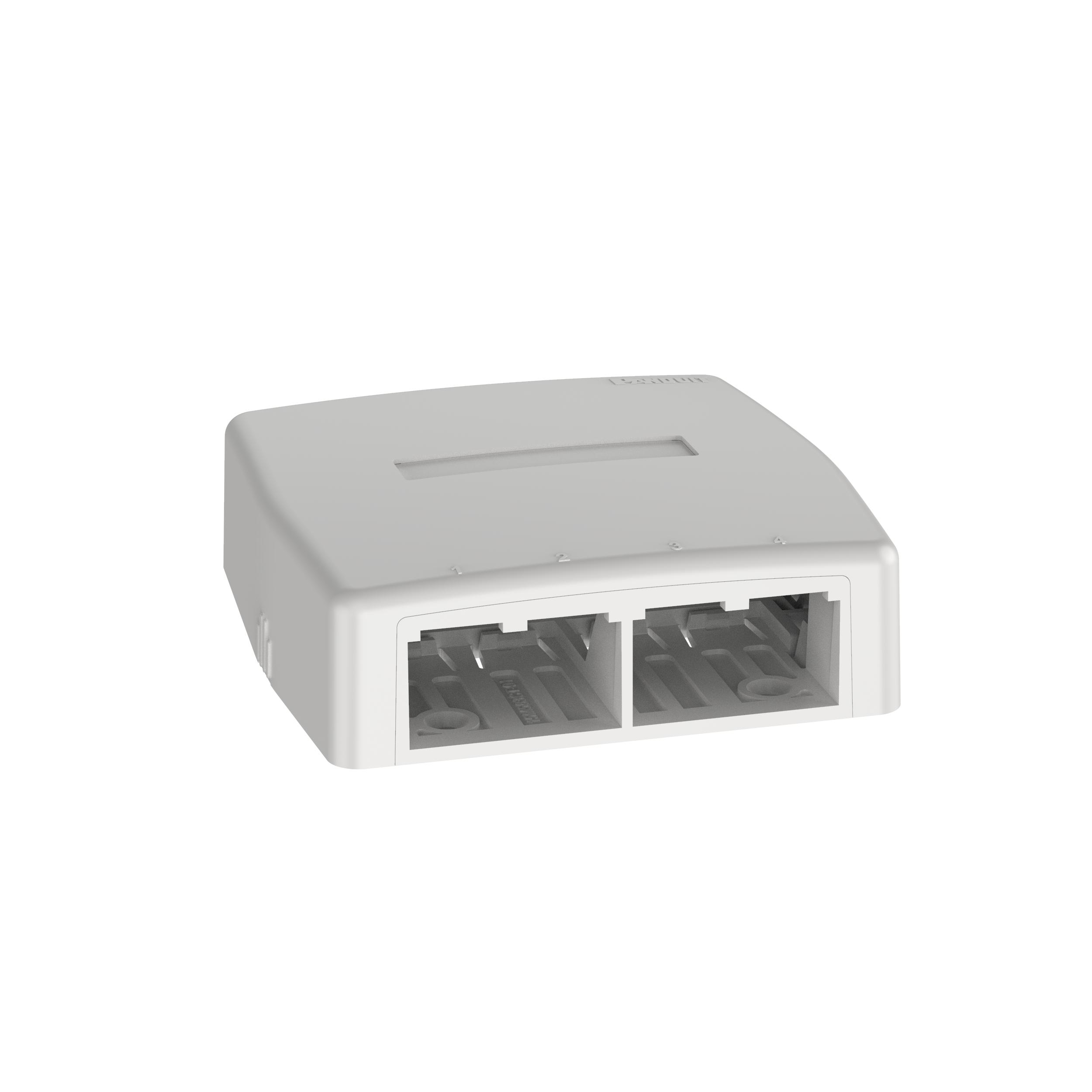 Panduit CBXQ4IW-A SURFACE MNT BOX 4-PORT MINICOMW/ QUICK RELEASE COVER ANDADHESIVE, OFF WHITE