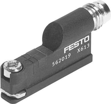 Festo 562019 proximity sensor SMT-8-SL-PS-LED-24-B Magnetic, contactless, for T-slot. Design: for T-slot, Authorisation: (* RCM Mark, * c UL us - Listed (OL)), CE mark (see declaration of conformity): to EU directive for EMC, Materials note: (* Free of copper and PTFE
