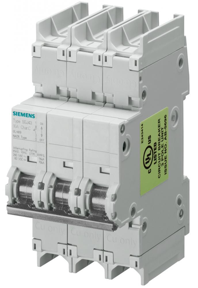 Siemens 5SJ4310-7HG42 Circuit Breaker, 10A, 3 pole, 480Y/277 VAC, C trip curve, UL 489