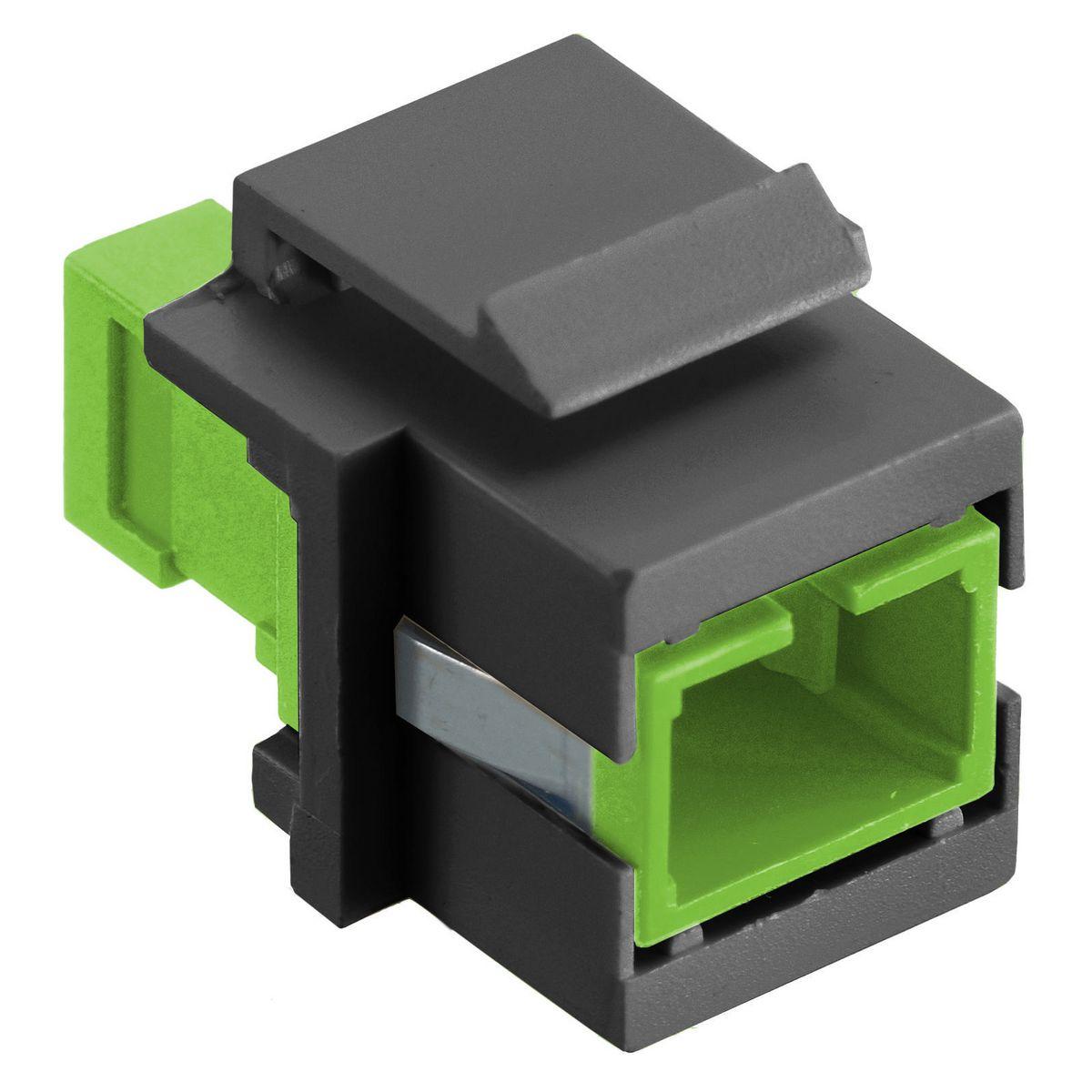 Hubbell SFFSCSGNBK Fiber Optic Connectors, Snap-Fit,Flush, SC Simplex, Zircon Sleeves, Green, Black Housing  ; Snap Fit ; Black Housing ; Flush ; SC Simplex ; Green Adapter ; Standard Product