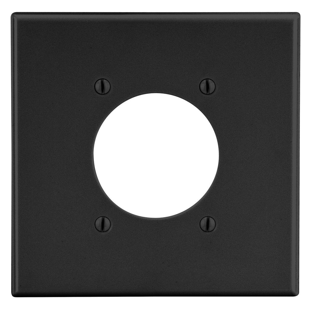 Hubbell PJ703BK Wallplate,  Mid-Size 2-Gang, 2.15" Opening, Black  ; High-impact, self-extinguishing polycarbonate material ; More Rigid ; Sharp lines and less dimpling ; Smooth satin finish ; Blends into wall with an optimum finish ; Smooth Satin Finish