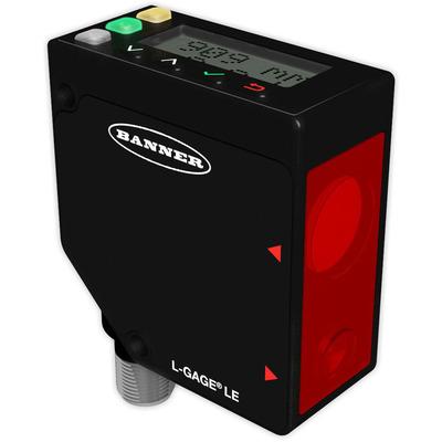 Banner LE550UC1 W-30 Triangulation class 1 Laser displacement sensor/transmitter with triangulation system + LCD display + teach mode - Banner Engineering (L-GAGE series - LE) - Part #95380 - Sensing range 10cm...1m - Visible class 1 red Laser light (650nm) - 1 x digital outp