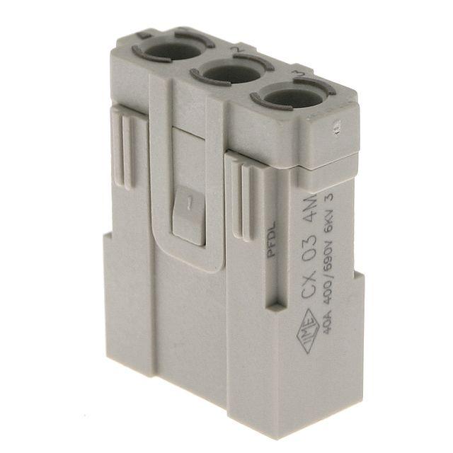 Mencom CX-03-4M Mixo series, Male Rectangular Insert, 3 pin, 40 amp, Crimp