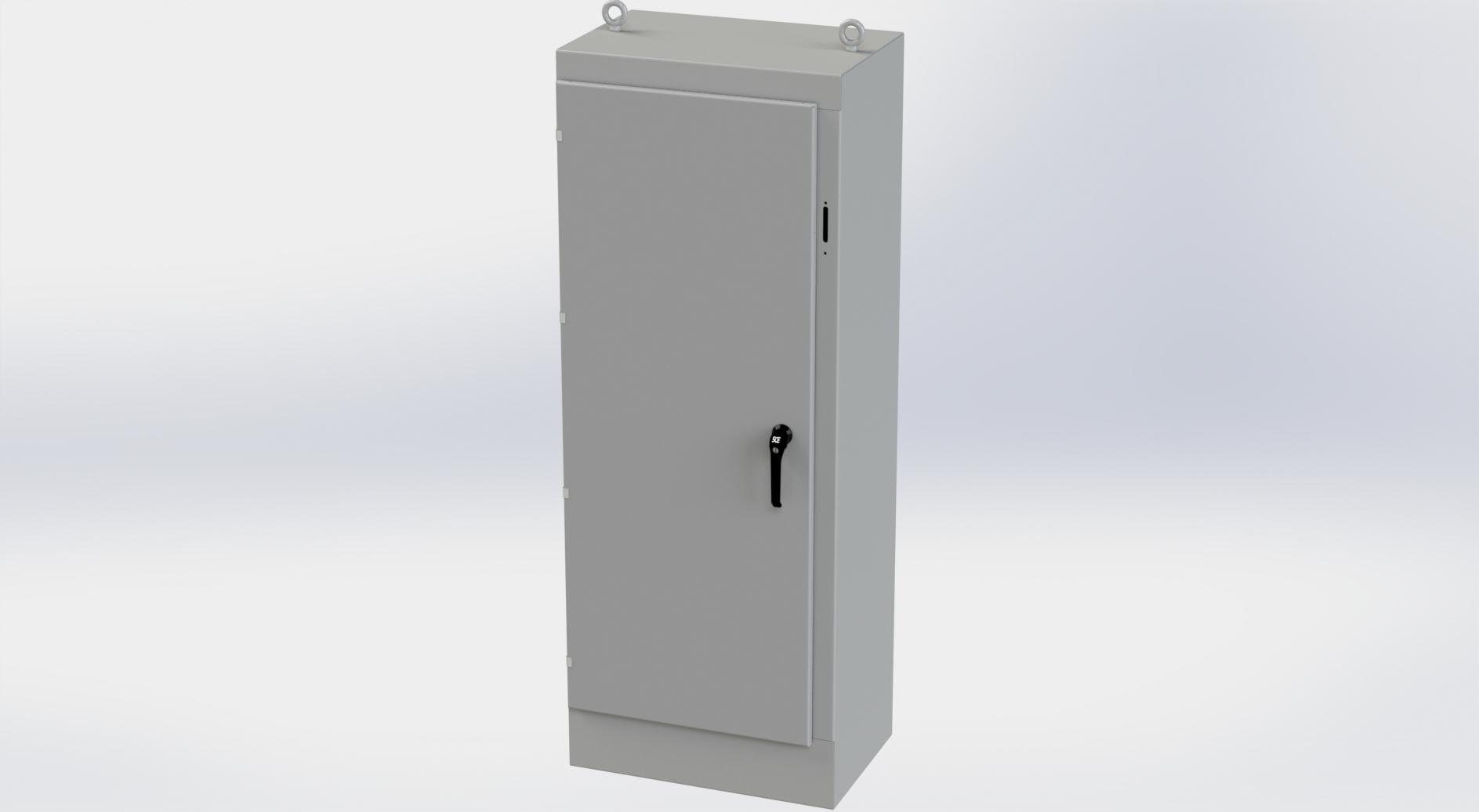 Saginaw Control SCE-72XM2818G 1DR XM Enclosure, Height:72.00", Width:27.50", Depth:18.00", ANSI-61 gray powder coating inside and out. Sub-panels are powder coated white.  